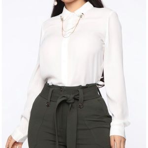 All Chained Up Button Down - Fashion Nova NWT